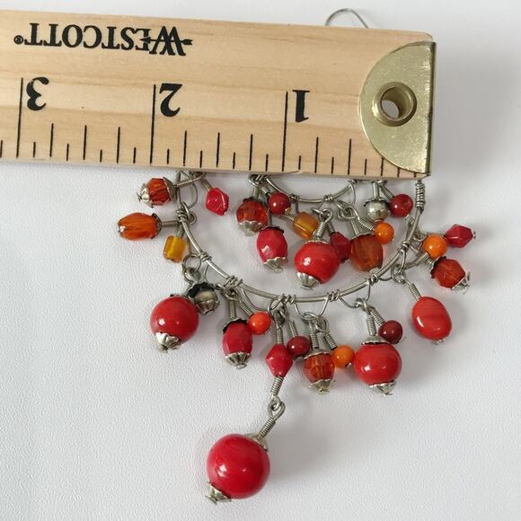 Chandelier Double Hoop Glass Bead Drop Oversized Statement Boho Tribal Earrings - Picture 13 of 13